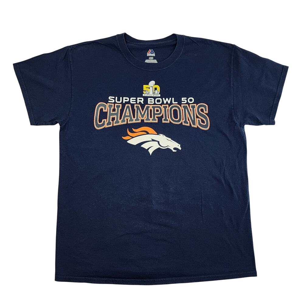 Majestic Super Bowl 50 Champions Bronco T Shirt Size Large